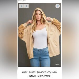 Umgee Sequined French Terry Hooded shacket